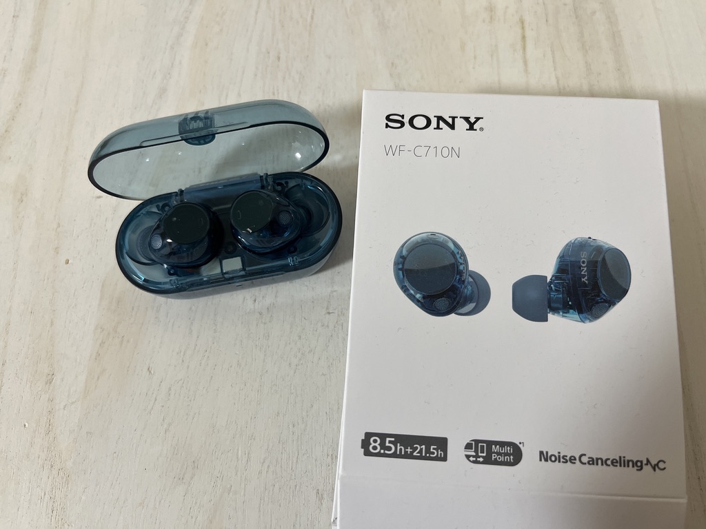 SONY「WF-C710N」の本体、ケース、パッケージ